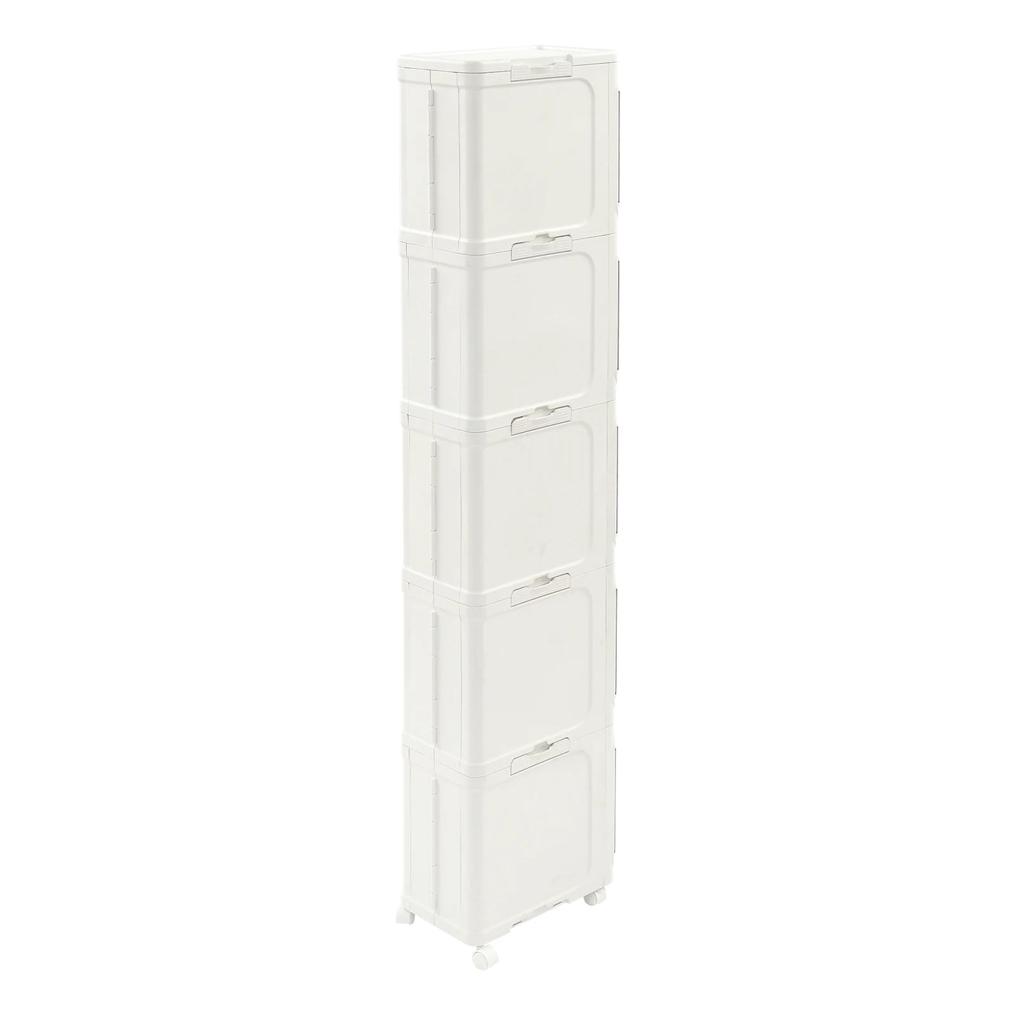 5-Tier Tall Narrow Storage Cabinet Slim Storage Cabinet with Wheels for Small Space, Bathroom, Kitchen, Laundry