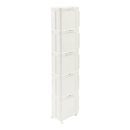 5-Tier Tall Narrow Storage Cabinet Slim Storage Cabinet with Wheels for Small Space, Bathroom, Kitchen, Laundry
