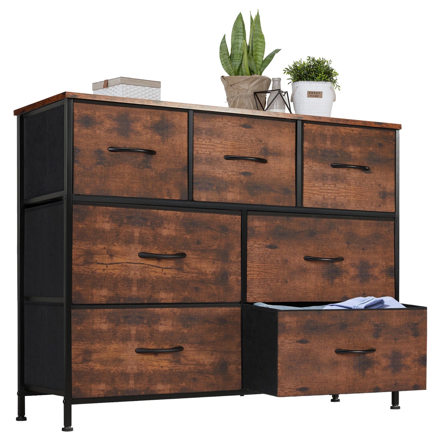 Dresser For Bedroom With 7 Fabric Drawers Organizer Storage Closet Chest Clothes For Living Room Display Cabinet Of Furniture