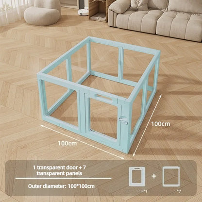 Transparent Pet Fence Indoor Small Dogs Enclosure Free Combination Anti-Escape Puppy Playpen Sturdy Pet Barrier Cage with Door