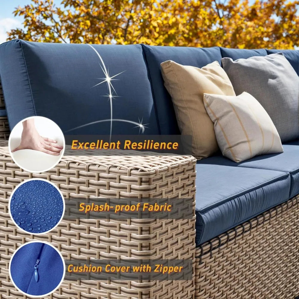 13 Pieces Patio Furniture Set,Outdoor Sectional Wicker Sofa,High Back Rattan Patio Conversation Sets