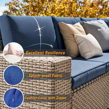 13 Pieces Patio Furniture Set,Outdoor Sectional Wicker Sofa,High Back Rattan Patio Conversation Sets