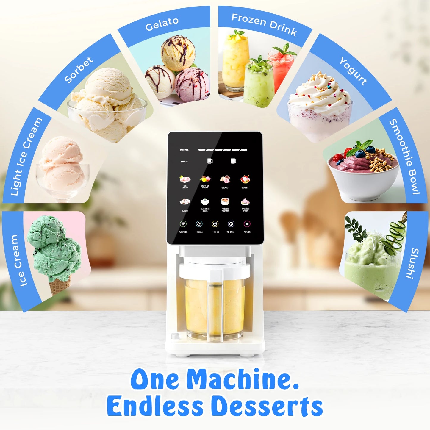 11 in 1 Ice Cream Maker with Recipe, Mix-in & Re-spin for Creamy Texture | 3 Pints Diary Free Keto-Friendly Frozen Dessert Machine, Frozen Treat, Yogurt, Sorbet, Gelato, Smoothie Bowls