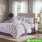 California King 9 Piece Botanical Comforter Set Cotton Bed in A Bag with Bedskirt Floral Design Elegant Shams Decorative Pillow