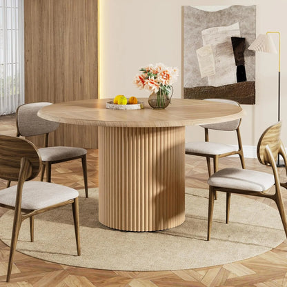 47" Round Dining Table for 4, Farmhouse Kitchen Table,Modern Small Dinner Table for Dining Room(Chairs Not Included)