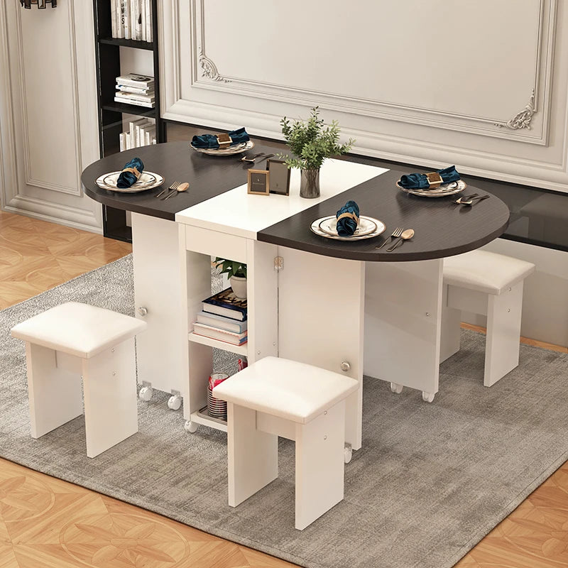 Folding Dining Table Set 4 Chairs Italian Nordic Luxury Dining Table Decorate Simple Mesas Y Sillas De Comedor Kitchen Furniture
