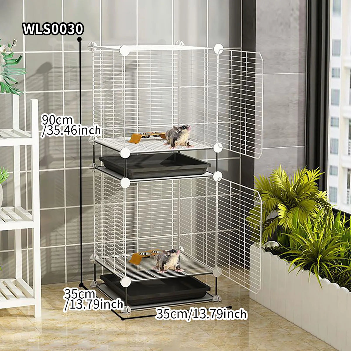 Small Animal Cage for Home Use, Space-Saving, with Toilet, Large Rabbit Cage, Sugar Glider and Squirrel Cage with Tray