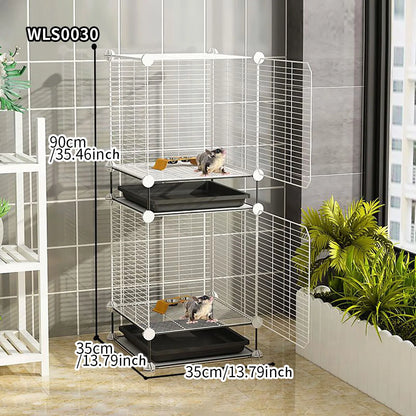 Small Animal Cage for Home Use, Space-Saving, with Toilet, Large Rabbit Cage, Sugar Glider and Squirrel Cage with Tray