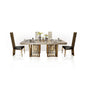 Luxury Marble Dining Table Set with Gold Stainless Steel Frame, Dining Room Table with Sea Shell and High-Back Chairs