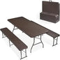 Picnic Table Set with 2 Benches, 6 Feet Camping Table Chair Set,3-Piece Folding Furniture for Indoor or Outdoor Use