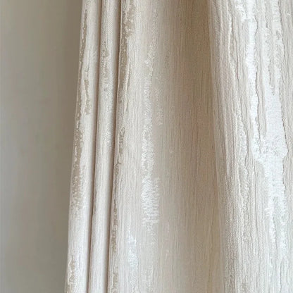 French Romantic Bronzing Geometric Texture Curtains 70% Shading Beige Window Drapes Rod -Hook  For Living Room Bedroom 1Piece