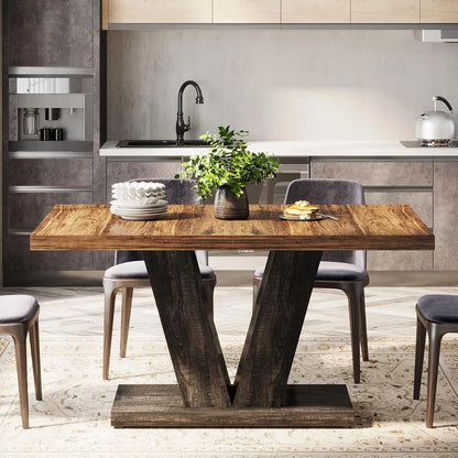 47-Inch Dining Table for 4,Dinner Table with Heavy Duty Pedestal, Farmhouse Eating Table for Home, Dining Room