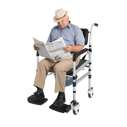 Shower Chair with Wheels 3 in 1 Foldable Height Shower Wheelchair Accessibility Commode Wheelchair with Flip-Up Footrests