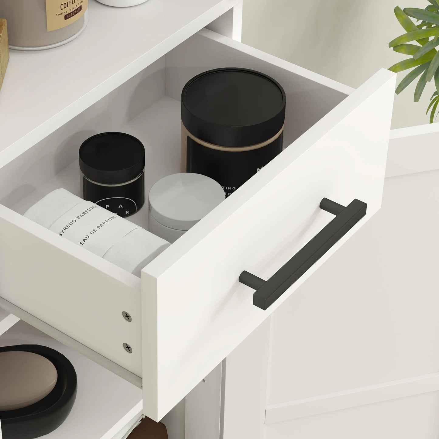 67" Tall Bathroom Storage Cabinet with Drawer, Farmhouse Narrow Bathroom Cabinet with Barn Doors, White