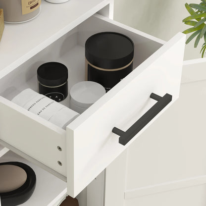 67" Tall Bathroom Storage Cabinet with Drawer, Farmhouse Narrow Bathroom Cabinet with Barn Doors, White