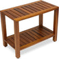 Teak Shower Bench 24 Inch For Bathroom, Spa - Fully Assembled, The Eske