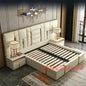 Luxury Modern King Size Bed With Soft Upholstered Headboard And Storage Nightstands - Genuine Leather Bedroom Furnitur