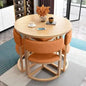 Round Mobile Dining Tables Set Kitchen 4 Chairs Center Wood Table Extendable Luxury Floor Mesa Comedor Home Furniture Wood Table