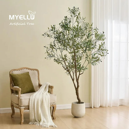 7FT Olive Tree Artificial Plant Decor - Tall Fake Tree for Home Decor Faux Plant Indoor 2000 Leaves