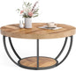 32" Circle Marble Coffee Tables, 2-Tier Golden Metal Legs Accent Center Table with Open Storage Modern Design Home Furniture