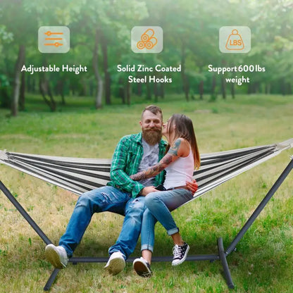 Hammock with Adjustable Stand- Stylish Hammock Bed w/Storage Bag, 600lb Capacity