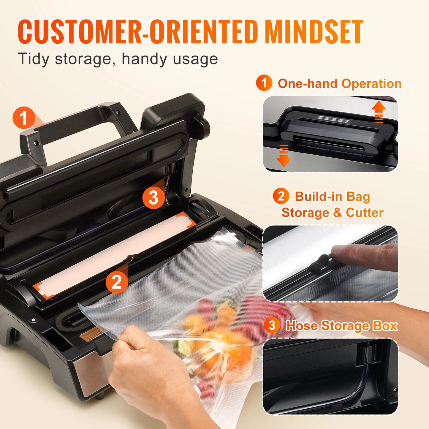 90Kpa 130W Vacuum Sealer Food Packaging Machine with Free 10pcs Vacuum bags for Household Kitchen