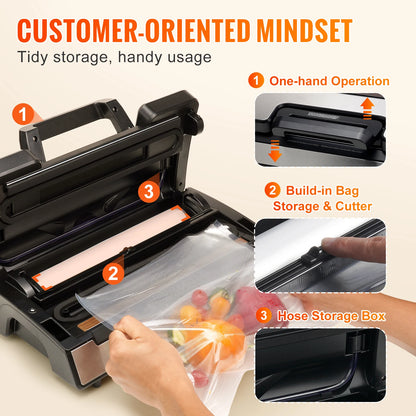 90Kpa 130W Vacuum Sealer Food Packaging Machine with Free 10pcs Vacuum bags for Household Kitchen