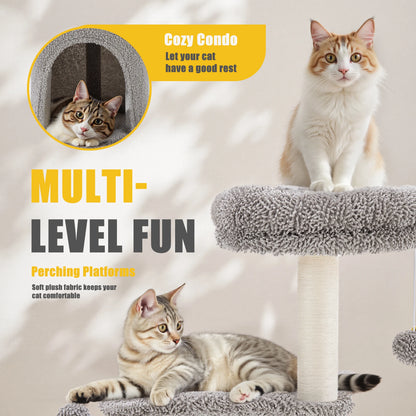 33IN Tall Multi-Level Cat Tree Tower for Indoor Pet Furniture Stable Kitty Play House with Sisal Scratching Post