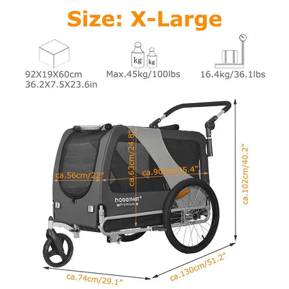 Premium Large XL Pet Bike Trailer amp Stroller for Large Sized Dog or Multiple Small Dogs,Low Center of Gravity,Parking Brakes,