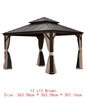 14x24 Hardtop Gazebo, Upgraded Metal Canopy with Drainage, Dual-Layer Galvanized Steel Roof, Includes Curtains & Netting,
