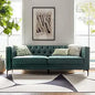 84" W Faux Leather Sofa Couch with Metal Legs, Button-Tufted 3-Seater Sofa, Mid Century Modern Upholstered Couch for Living Roo