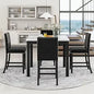 Modern Counter Height Dining Table Set for 4, Faux Marble Top Square Dining Table with 4 Velvet Upholstered Chairs, 5 Piece Coun