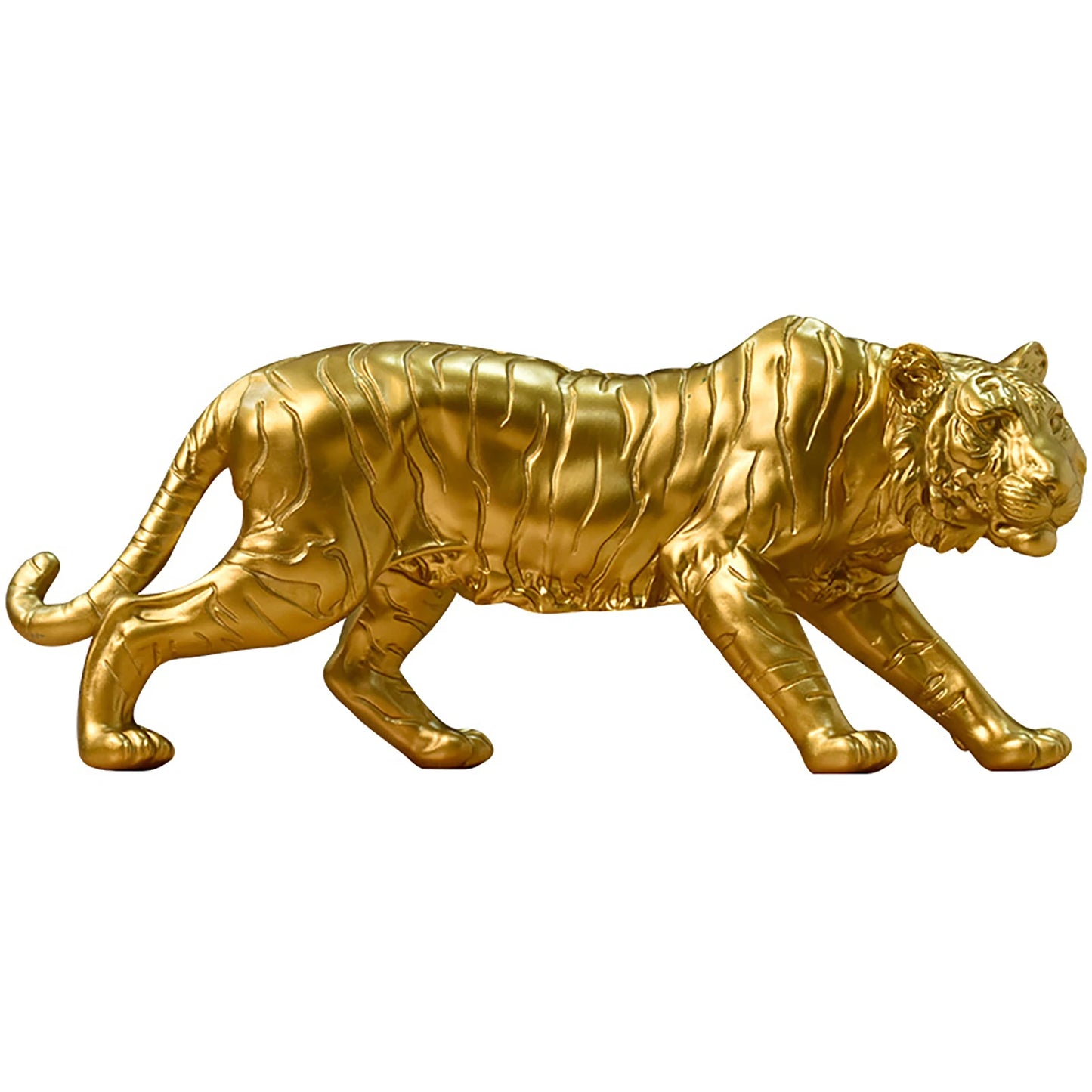 Resin Desktop Tiger Statue Crafts Ornaments Gold American Tiger Sculpture Christmas Gift Collectibles for Home Living Room Decor