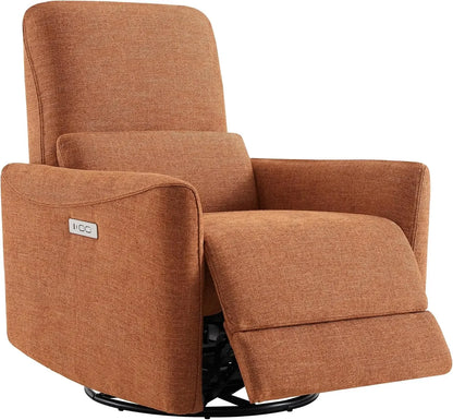 Power Recliner Chair Swivel Glider, FSC Certified Fabric Living Room Nursery Reclining Sofa Chair with Lumbar Support