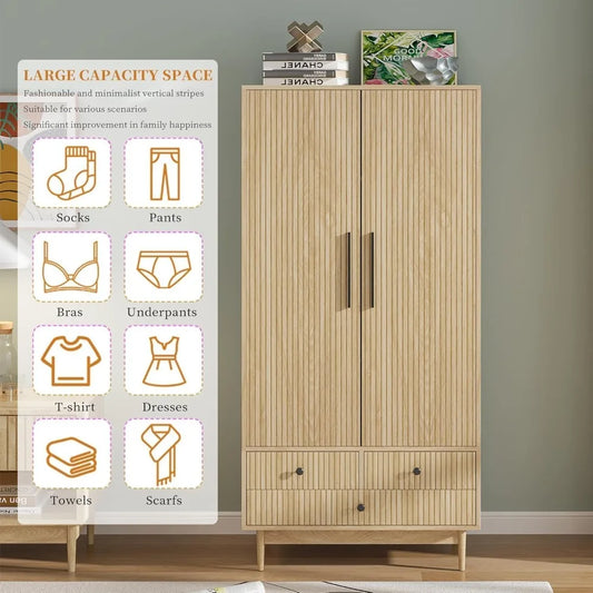 Armoire Wardrobe Closet, with Drawers , Wardrobe Cabinet with Hanging