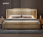 SAT. Luxury modern king soft bed framed leather solid wood double bed with storage for home or hotel bedroom furniture