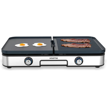 3-in-1 Indoor Grill And Griddle Electric Combo Dual Independent Cooking Zones GIDC0001 Black