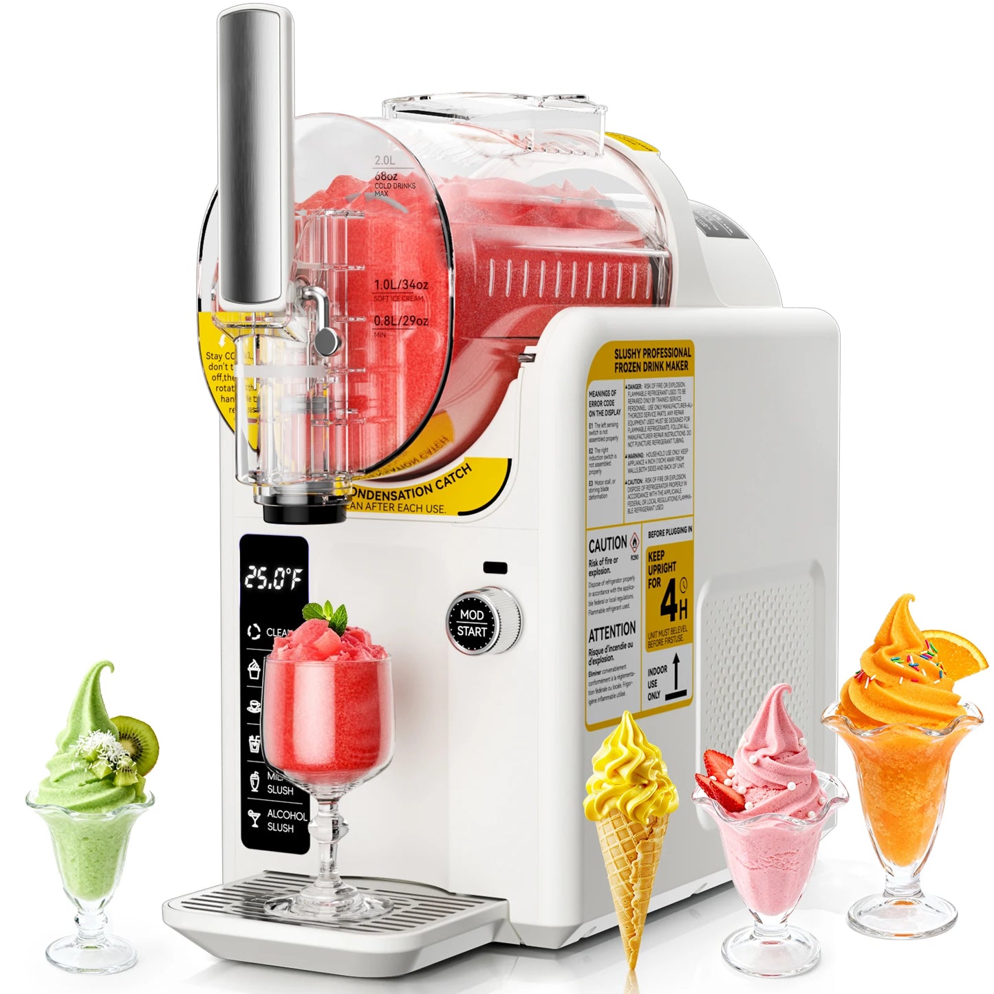 Slushie Machine for Home No Ice Needed,Frozen Drink Maker with LED Display & 6 Pre-Set Programs,Quiet Compressor Slushy Machine