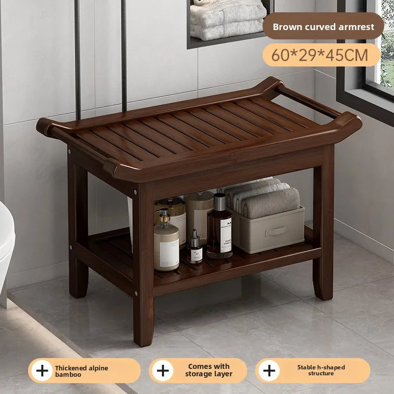 Bathroom stool, bath stool, Nanzhu bath stool, non-slip and waterproof, shoe change stool