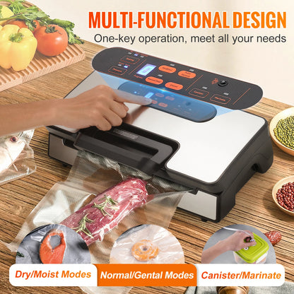 90Kpa 130W Vacuum Sealer Food Packaging Machine with Free 10pcs Vacuum bags for Household Kitchen