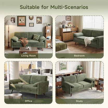 64.5" Loveseat Sofa, Chenille Loveseat Couch for Living Room, 23.2" Deep Seat Love Seat with Padded Arms