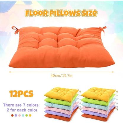12 Pcs Large Floor Cushions Meditation Pillows Soft Comfortable Seating Mats Home Classroom Yoga and Relaxation