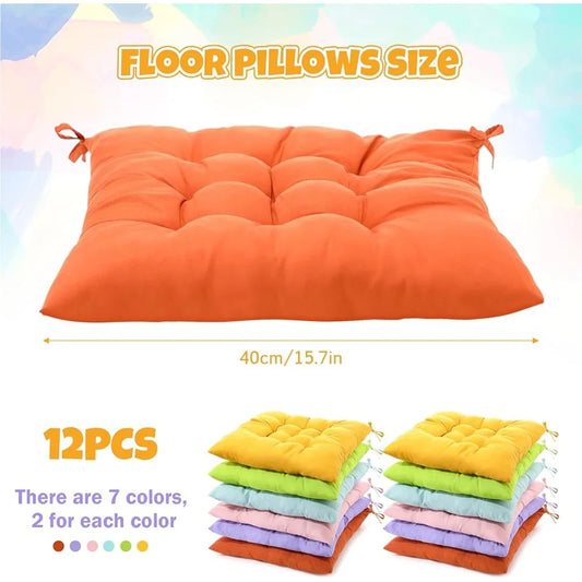 12 Pcs Large Floor Cushions Meditation Pillows Soft Comfortable Seating Mats Home Classroom Yoga and Relaxation