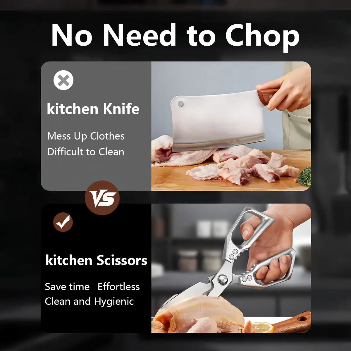 Stainless Steel Kitchen Shears Multifunctional Kitchen Tools Cutting Vegetables Meat Fish Food Scissors