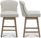 Counter Height Swivel Barstools, FSC Certified Upholstered Performance Fabric Bar Stools Set of 2, 26" Seat Height, Flint Grey