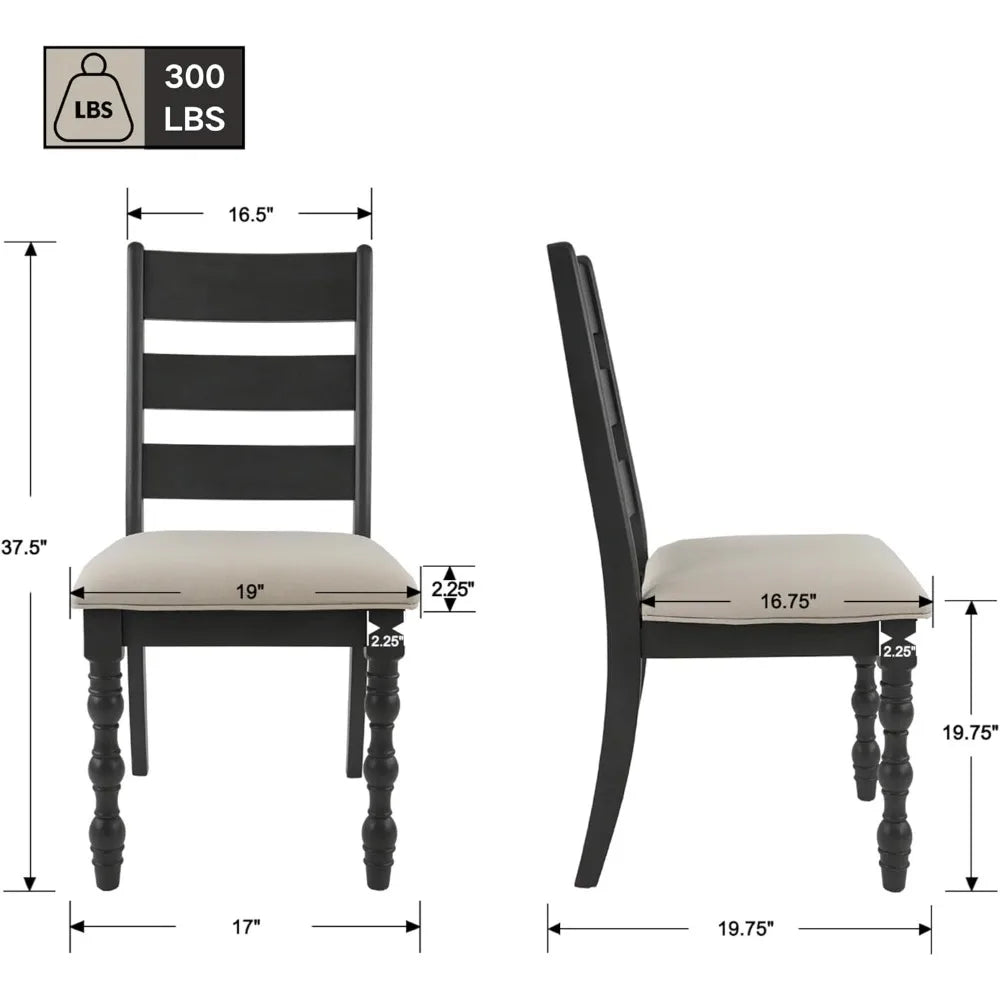 4-Piece Farmhouse Dining Chair Set, Solid Wood Frame , Modern Armless Chenille Fabric Upholstered
