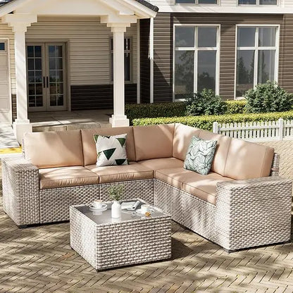 13 Pieces Patio Furniture Set,Outdoor Sectional Wicker Sofa,High Back Rattan Patio Conversation Sets