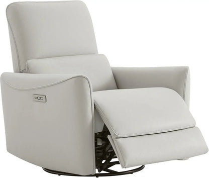 Power Recliner Chair Swivel Glider, FSC Certified Fabric Living Room Nursery Reclining Sofa Chair with Lumbar Support