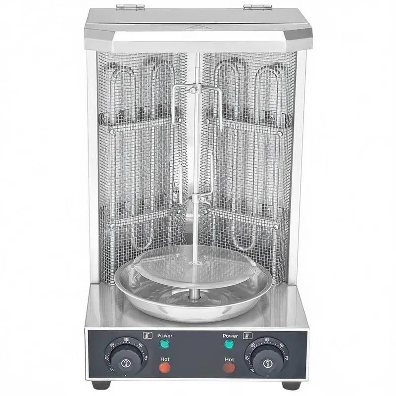 Vertical Broiler Gyro Rotisserie Oven 13lbs Capacity For Home Commercial Kitchen Party, 2 Burners 122℉-572℉ Temperature Control Meat Roaster Machine Doner Kebab Cooker