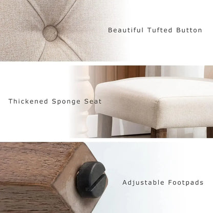 Tufted Dining Room Chairs Set of 2, Accent Parsons Diner Chairs Upholstered Fabric  - Beige